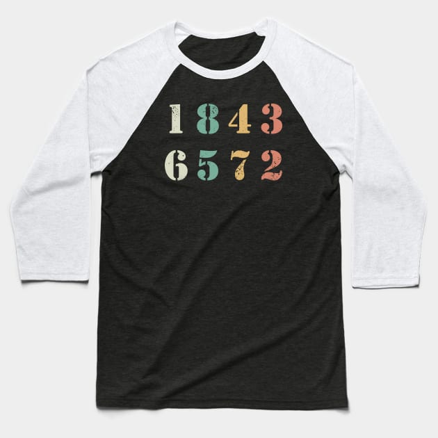 1-8-4-3-6-5-7-2 Baseball T-Shirt by valentinahramov